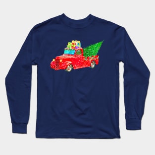 Truck With Christmas Tree Long Sleeve T-Shirt